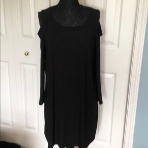 Long sleeve open shoulder black dress
